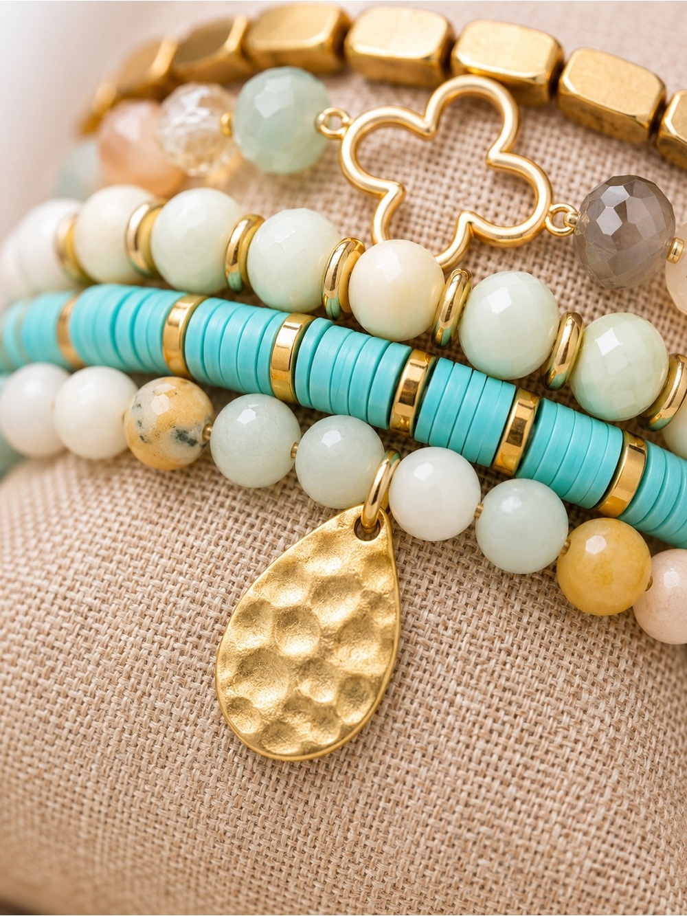 Nicole Miller New York NWT Coastal Beaded Bracelet Stack Gift Box Boho Chic - Picture 4 of 5